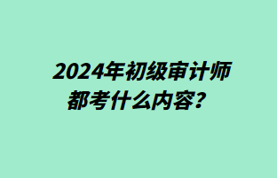 2024年初級審計師都考什么內(nèi)容？