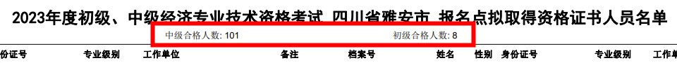 四川雅安2023年初中級經(jīng)濟(jì)師考試通過率