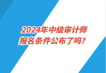 2024年中級審計師報名條件公布了嗎？