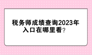 稅務(wù)師成績查詢2023年入口在哪里看？