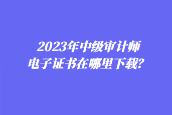 2023年中級審計師電子證書在哪里下載？