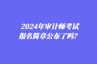 2024年審計(jì)師考試報(bào)名簡章公布了嗎？