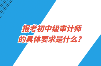 報考初中級審計師的具體要求是什么？