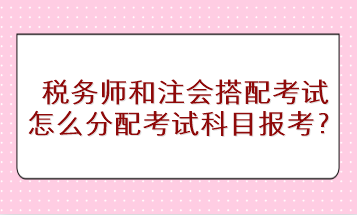 稅務(wù)師和注會搭配考試怎么分配考試科目進(jìn)行報考？