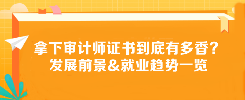 拿下審計師證書到底有多香？發(fā)展前景&就業(yè)趨勢一覽