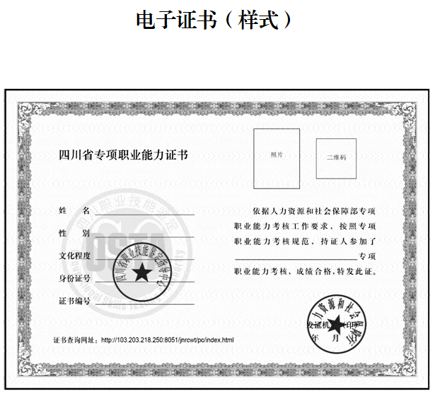 四川關(guān)于啟用專項(xiàng)職業(yè)能力證書電子證書的通知