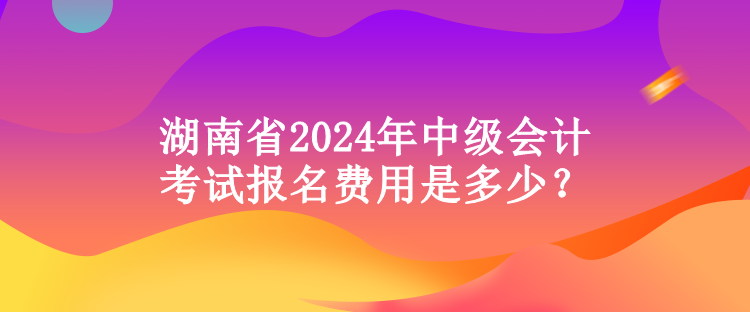 湖南省2024年中級會計考試報名費用是多少？