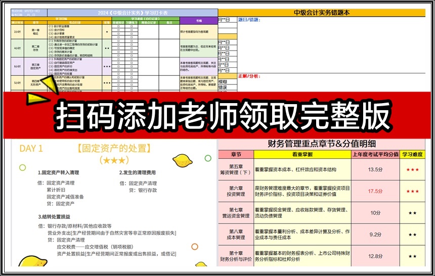 【超強學(xué)習(xí)包】中級會計八大實用資料 必須人手一份