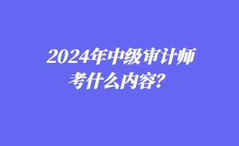 2024年中級審計師考什么內容？