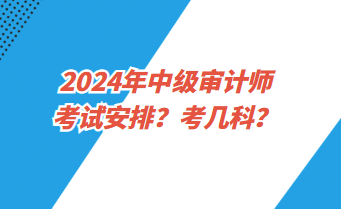 2024年中級(jí)審計(jì)師考試安排？考幾科？