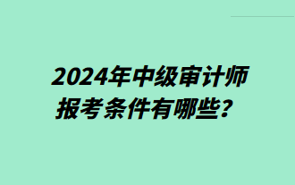 2024年中級(jí)審計(jì)師報(bào)考條件有哪些？