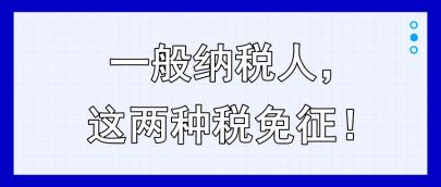 一般納稅人，這兩種稅免征！