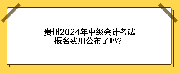 貴州2024年中級會計(jì)考試報名費(fèi)用公布了嗎？