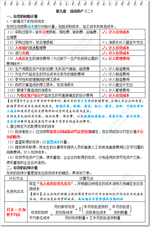 《財(cái)務(wù)與會(huì)計(jì)》三色筆記-第9章 流動(dòng)資產(chǎn)（二）