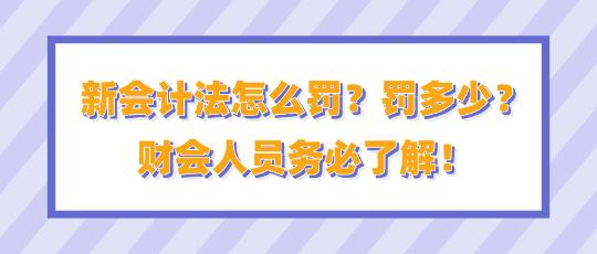 新會計法怎么罰？罰多少？財會人員務(wù)必了解！