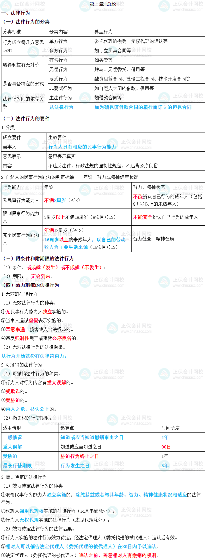 2024年中級會計職稱《經(jīng)濟法》三色筆記第一章：