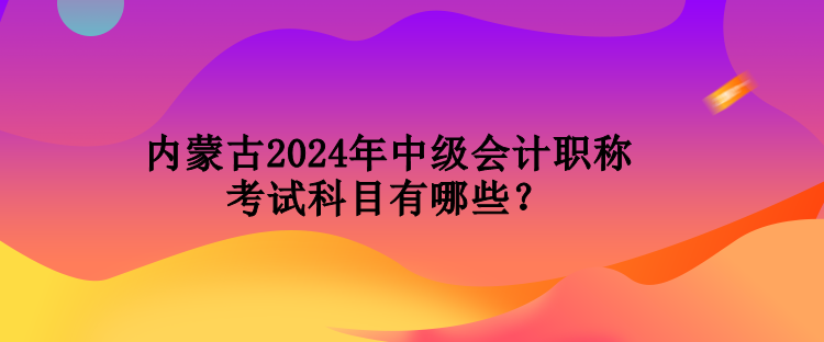 內(nèi)蒙古2024年中級會計職稱考試科目有哪些？