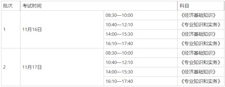 初中級(jí)經(jīng)濟(jì)師考試時(shí)間
