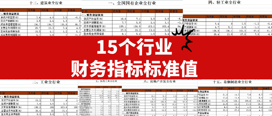 15個行業(yè)財務(wù)指標標準值