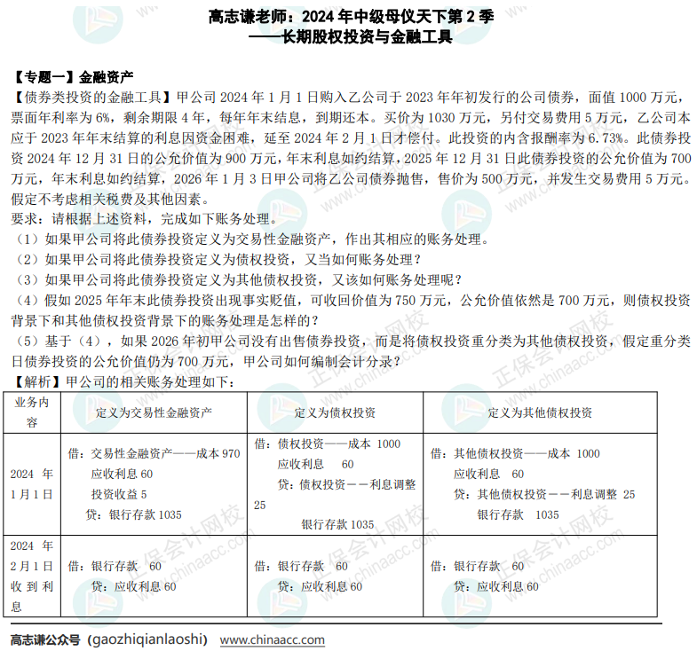 【答案】2024年《中級(jí)會(huì)計(jì)實(shí)務(wù)》母儀天下第二季-長(zhǎng)期股權(quán)投資與金融工具