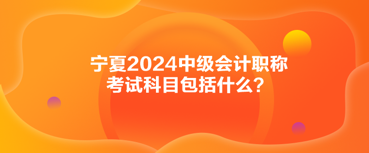 寧夏2024中級會計職稱考試科目包括什么？