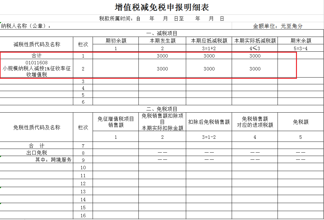 小規(guī)模納稅人增值稅申報表