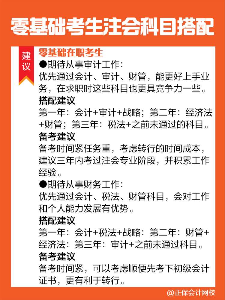 不同情況的零基礎(chǔ)考生備考注會建議這樣進(jìn)行科目搭配！