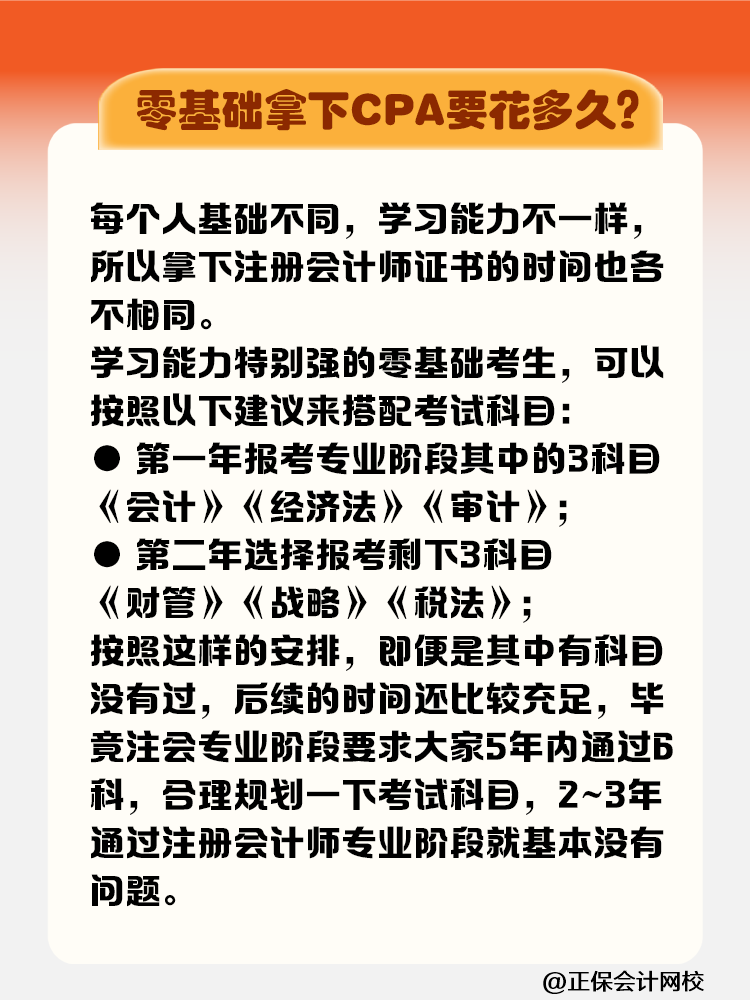 零基礎拿下注冊會計師證書要花多長時間？